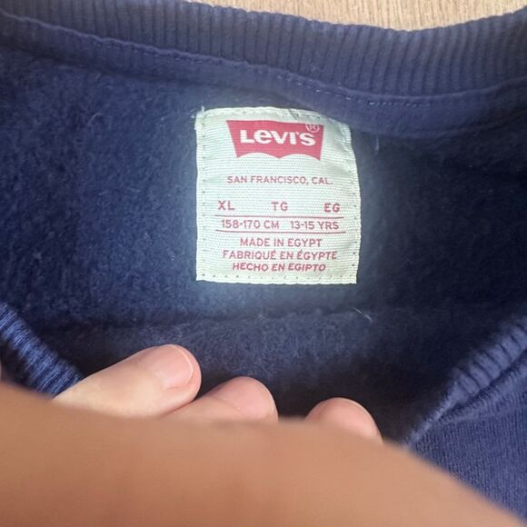 Levi’s Kids XL Colorblock Sweatshirt Red White Blue Logo Crew 13-15 Yrs - Picture 4 of 6